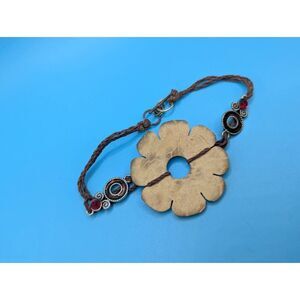 Coconut shell flower ankle bracelet